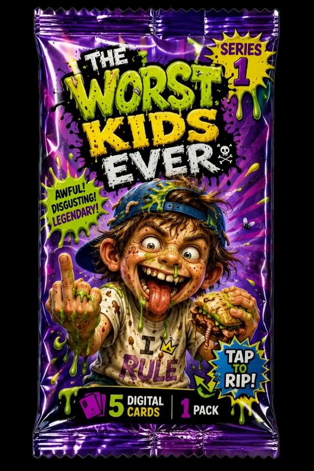 A sealed Worst Kids Ever foil pack